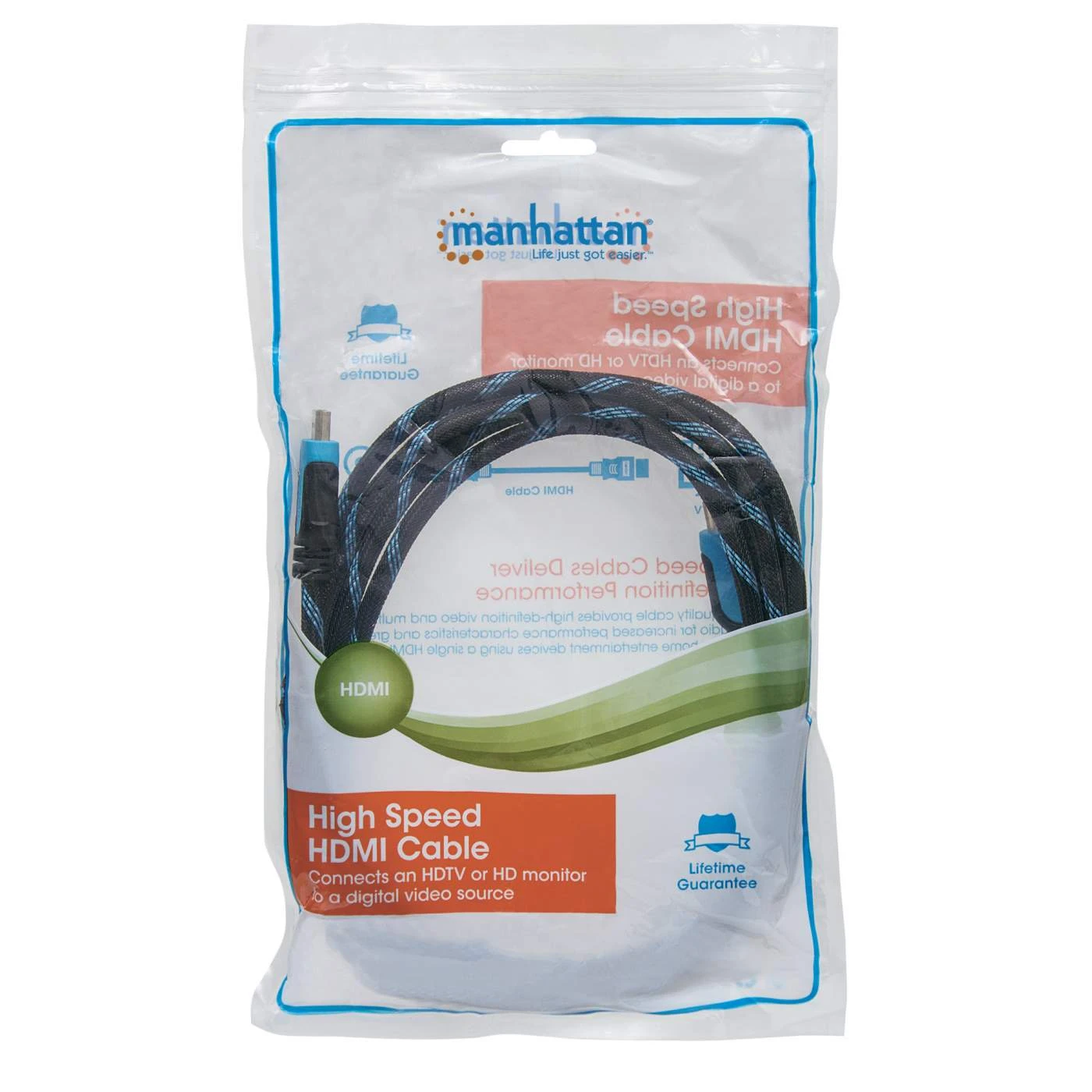 Manhattan Braided High Speed HDMI Cable With Ethernet 2 Manhattan Braided High Speed HDMI Cable With Ethernet - Image 2