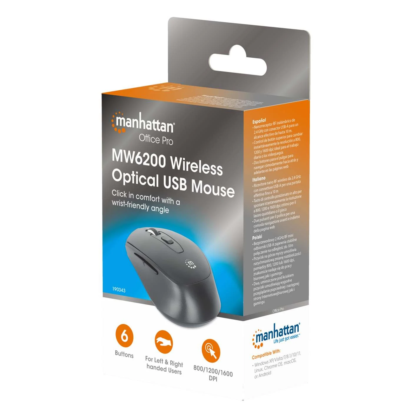 Manhattan MW6200 Wireless Optical USB Mouse 2 Manhattan MW6200 Wireless Optical USB Mouse - Image 2
