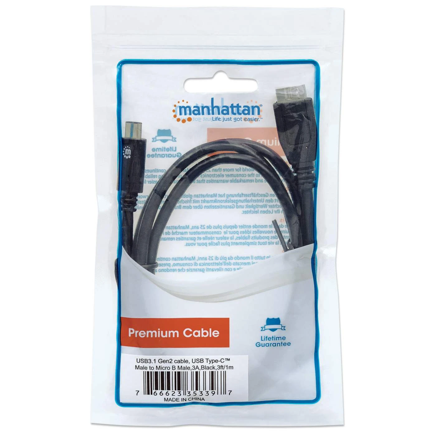 Manhattan SuperSpeed+ USB C Hard Drive Data Cable 2 Manhattan SuperSpeed+ USB C Hard Drive Data Cable - Image 2