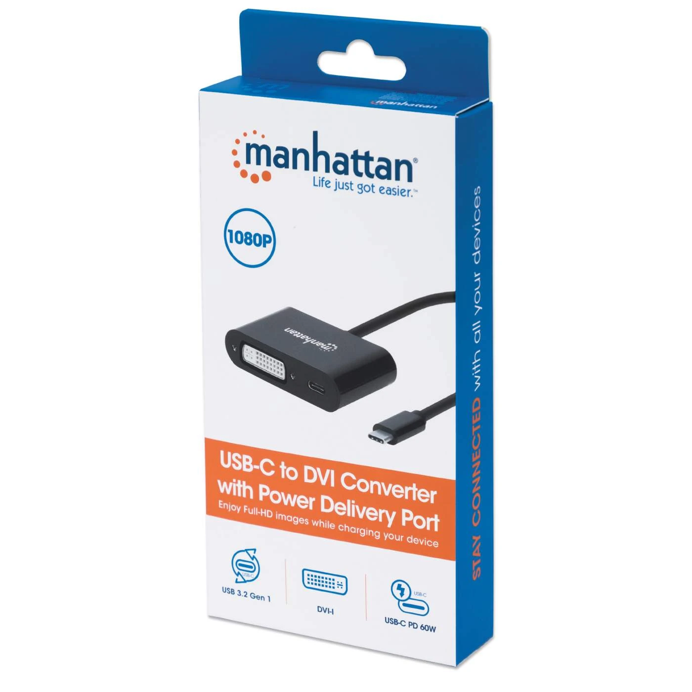 Manhattan USB-C To DVI Converter With Power Delivery Port 2 Manhattan USB-C To DVI Converter With Power Delivery Port - Image 2