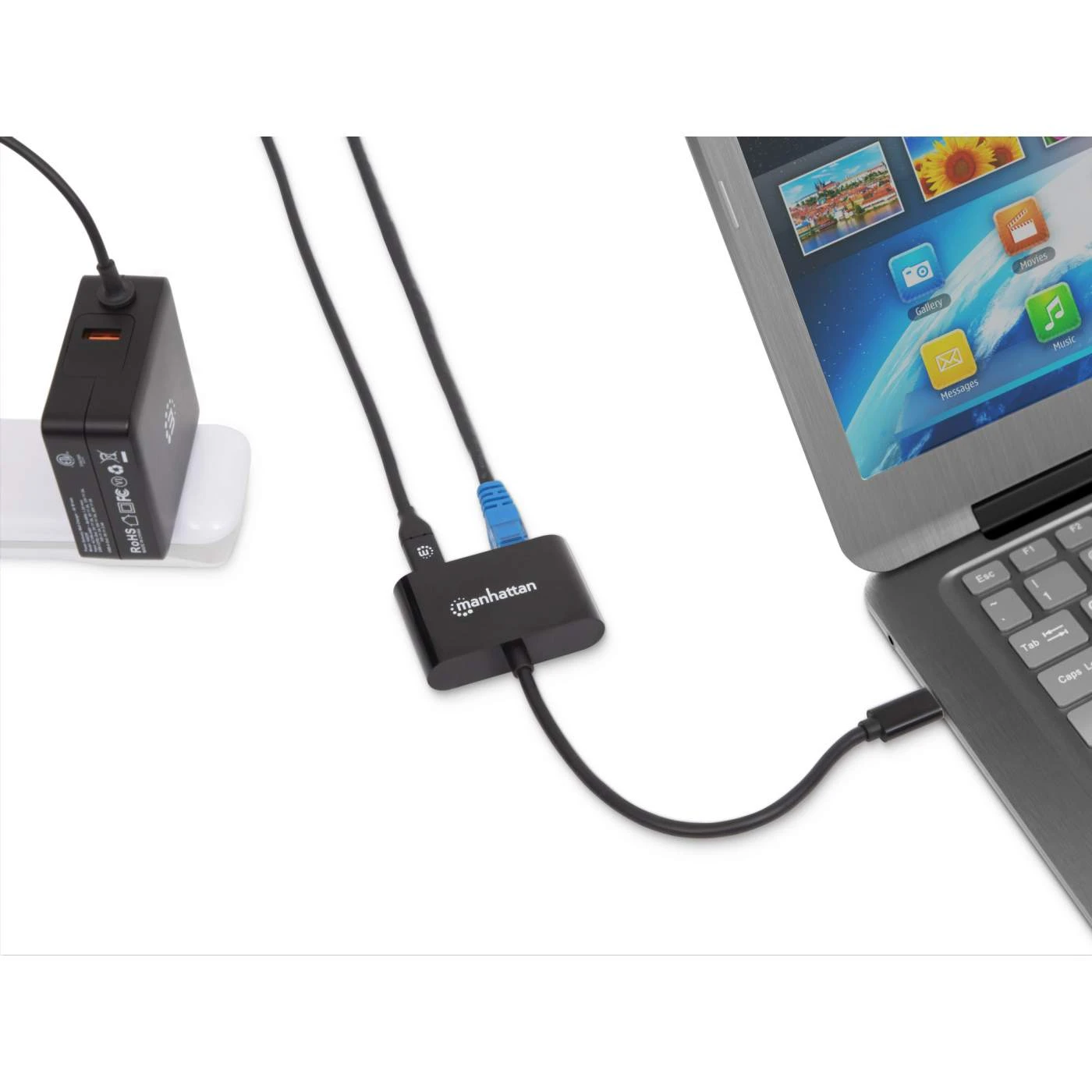 Manhattan USB-C To Gigabit Network Adapter With Power Delivery Port 6 Manhattan USB-C To Gigabit Network Adapter With Power Delivery Port - Image 6