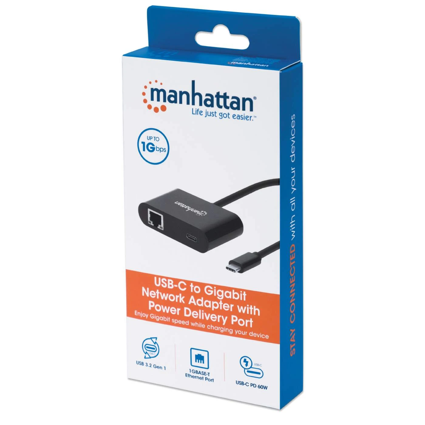 Manhattan USB-C To Gigabit Network Adapter With Power Delivery Port 2 Manhattan USB-C To Gigabit Network Adapter With Power Delivery Port - Image 2