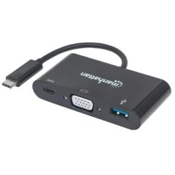 Manhattan USB-C To VGA 3-in-1 Docking Converter With Power Delivery