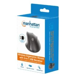 Manhattan Ergonomic Wireless Mouse With 2-in-1 USB Receiver 11 Manhattan Ergonomic Wireless Mouse With 2-in-1 USB Receiver -Manhattan Store wireless ergonomic mouse with 2 in 1 usb receiver 190237 packaging 9